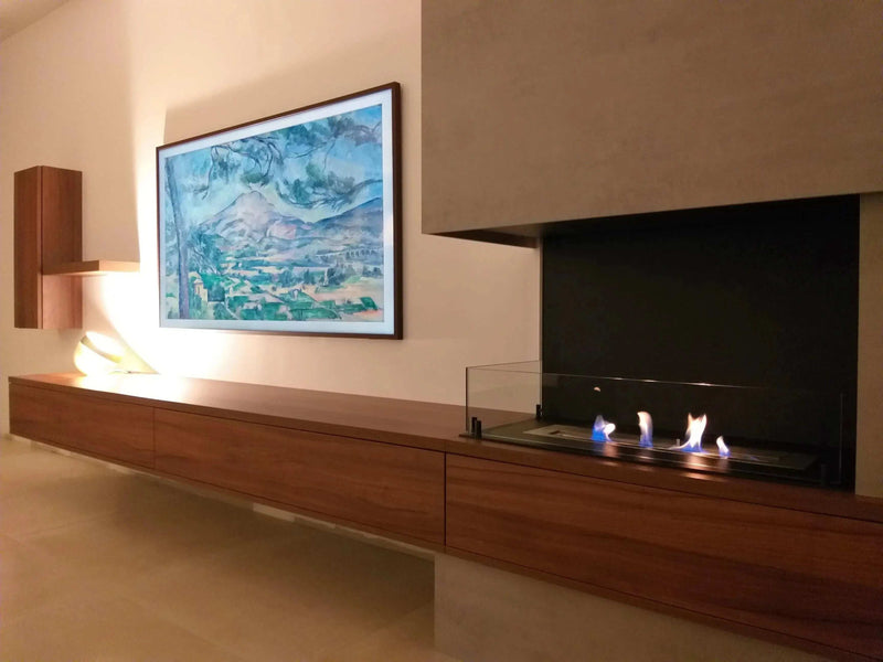 Efesto Angolo - Caminetto a bioetanolo per angolo sinistro o destro, lunghezza 80 cm - Efesto Home