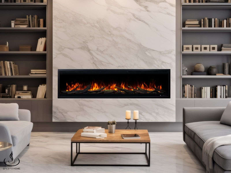 Aflamo Royal 3D - caminetto elettrico da incasso con vista frontale