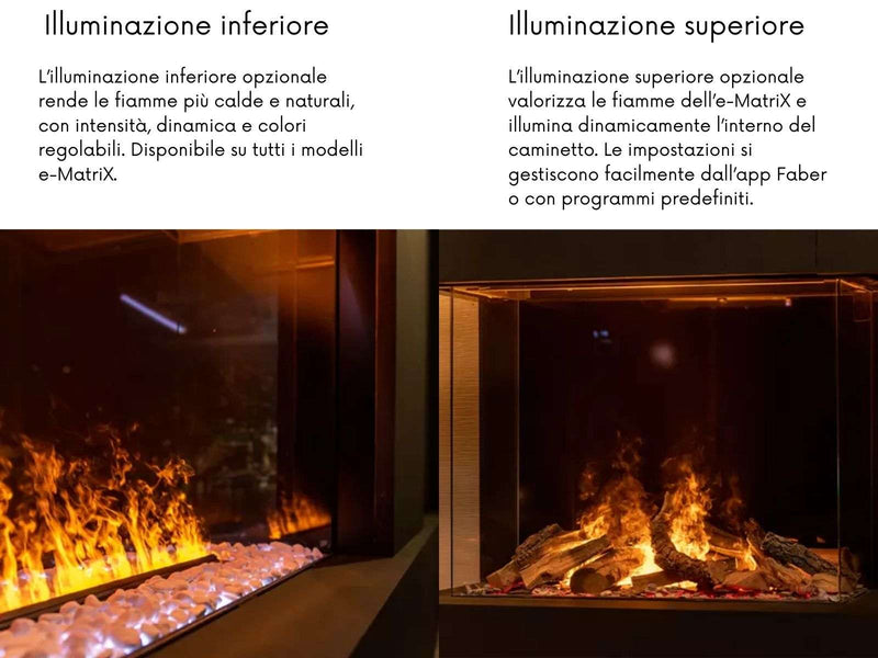 e-MatriX 1050/400 S - caminetto elettrico a vapore acqueo, trifacciale