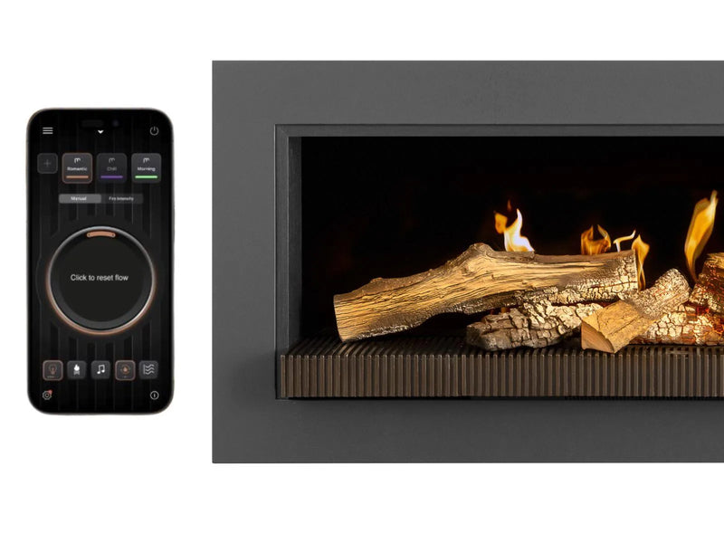 Kalfire E-Series 120 cm – Elektrokamin mit offenem Holz- und Flammenbild