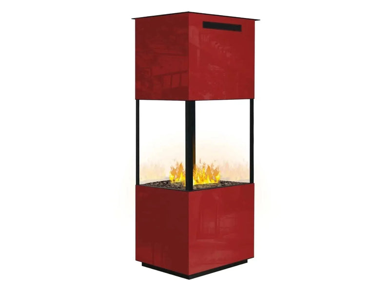 The Flame Tower Steel & Wood - caminetto, effetto fuoco, ad acqua nebulizzata - Efesto Home