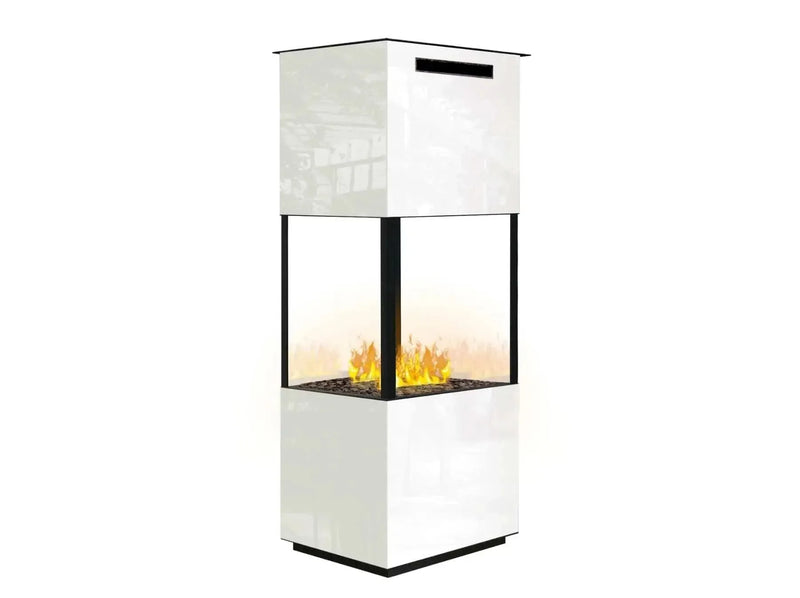 The Flame Tower Steel & Wood - caminetto, effetto fuoco, ad acqua nebulizzata - Efesto Home