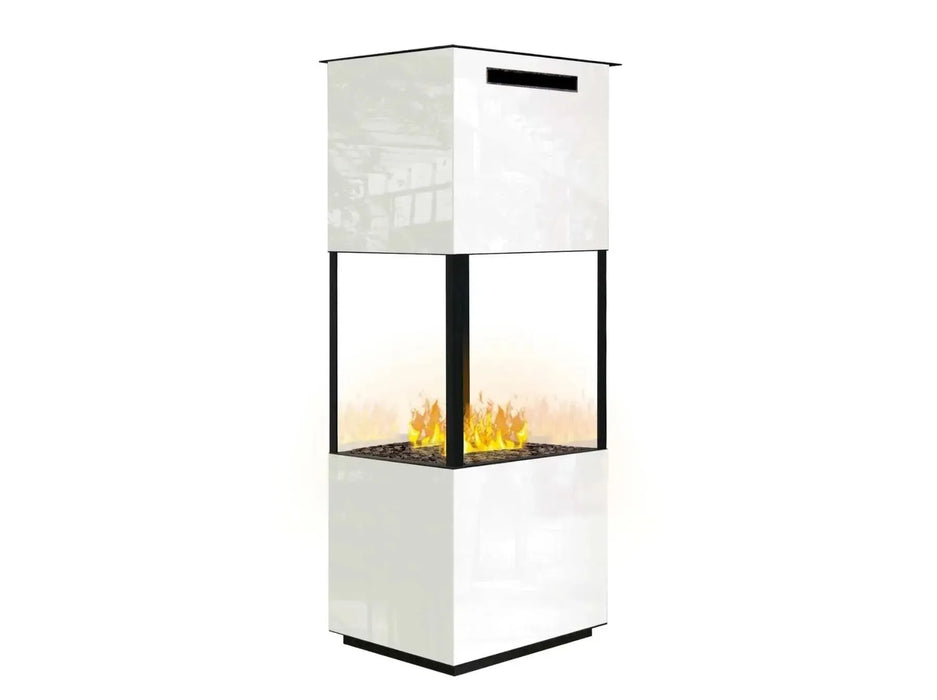 The Flame Tower Steel & Wood - caminetto, effetto fuoco, ad acqua nebulizzata - Efesto Home