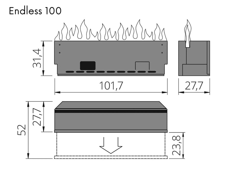 The Flame Fuoco Endless - bruciatore, effetto fiamme fredde senza limite, ad acqua nebulizzata - Efesto Home