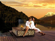 The Flame Bench quadrato - panchina con caminetto, ad acqua nebulizzata, centrale - Efesto Home