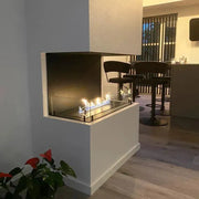 Efesto Forma C - Caminetto a bioetanolo con vista su tre lati, lunghezza 80 cm - Efesto Home