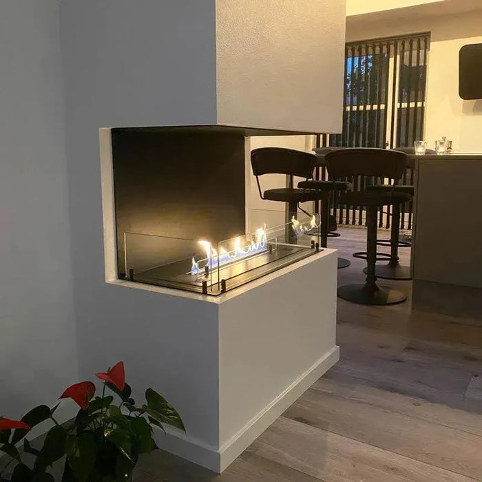 Efesto Forma C - Caminetto a bioetanolo con vista su tre lati, lunghezza 100 cm - Efesto Home