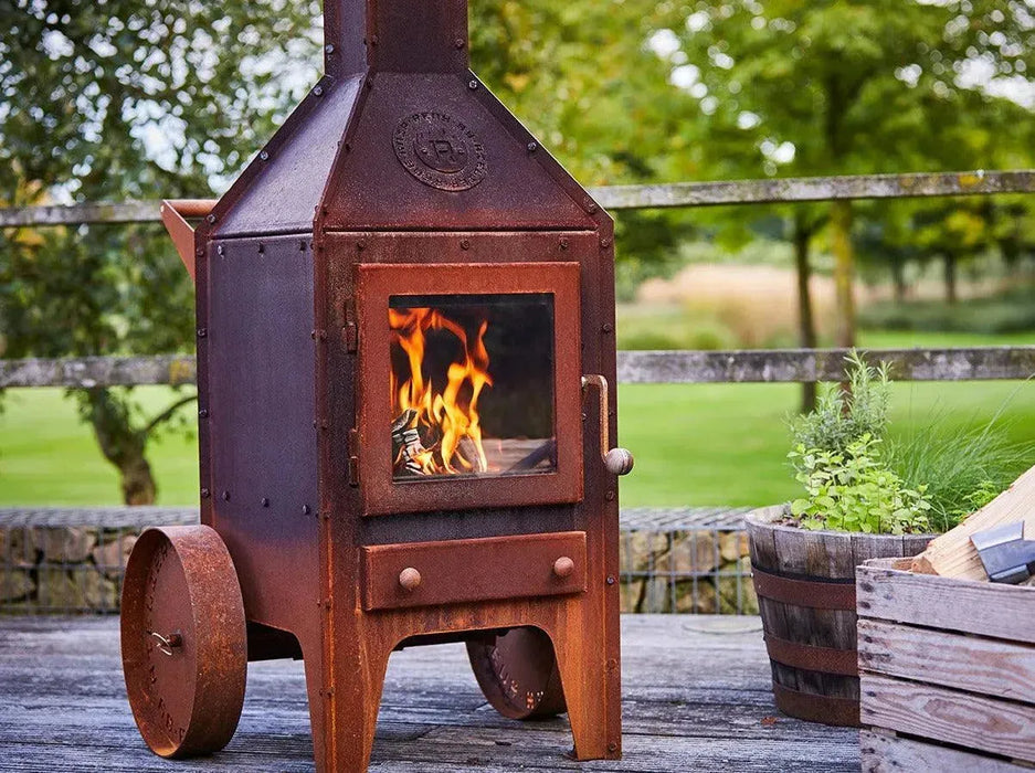 RB73 Bijuga caminetto a legna per esterno in acciaio corten - Efesto Home