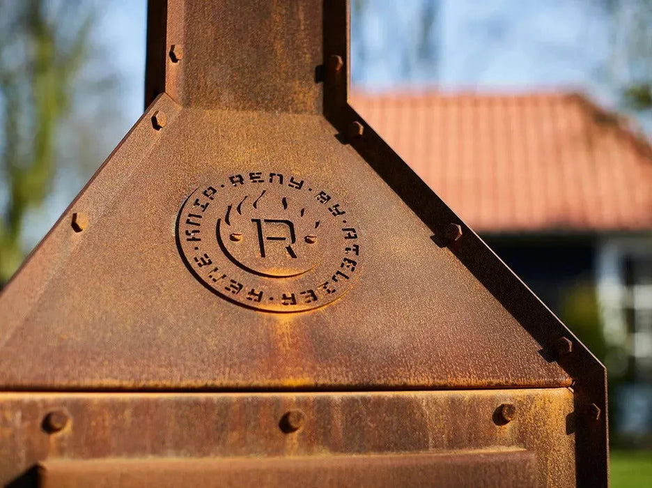 RB73 Bijuga caminetto a legna per esterno in acciaio corten - Efesto Home