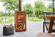 RB73 Quaruba XL mobile, caminetto a legna per esterno in acciaio corten - Efesto Home