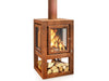 RB73 Quaruba XL mobile, caminetto a legna per esterno in acciaio corten - Efesto Home